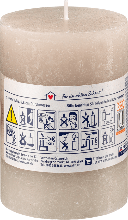 Kerze rustik 100/68 greige, 1 St