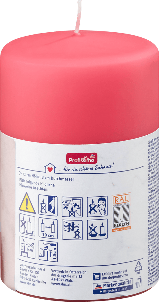 Kerze matt rosa, 1 Stück